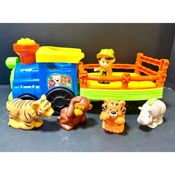 Fisher Price Little People Zoo Train Set #1 Sounds driver 4 animals works - Picture 2 of 3